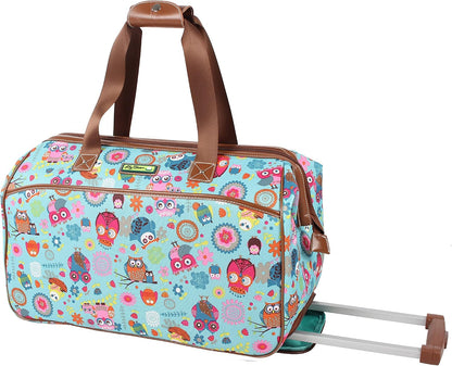 Pattern 22 Inch Duffel Bag with 2-Rolling Wheels, Weekender Overnight Travel Lightweight Carry-On Suitcase For Women