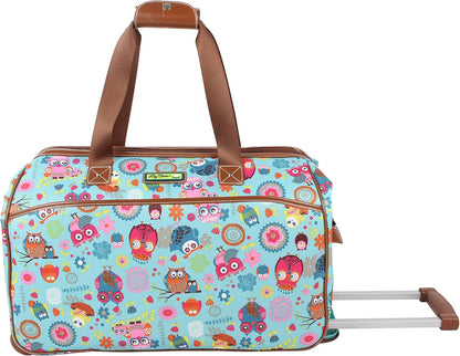 Pattern 22 Inch Duffel Bag with 2-Rolling Wheels, Weekender Overnight Travel Lightweight Carry-On Suitcase For Women