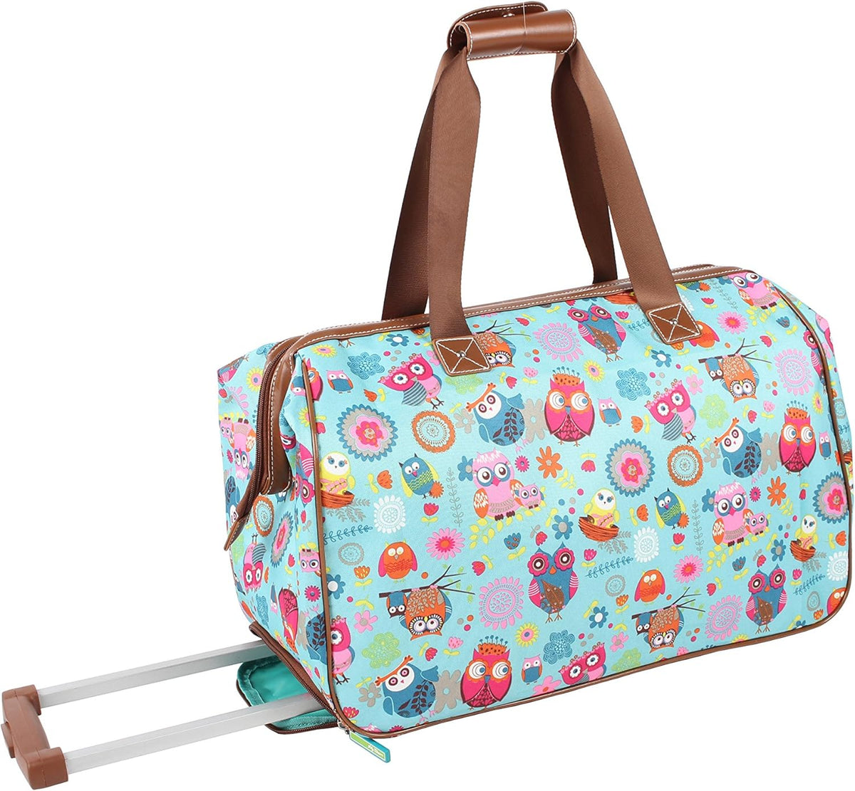 Pattern 22 Inch Duffel Bag with 2-Rolling Wheels, Weekender Overnight Travel Lightweight Carry-On Suitcase For Women