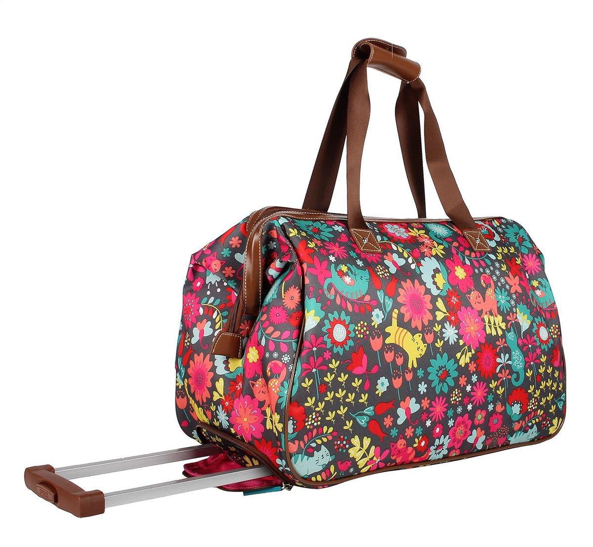Pattern 22 Inch Duffel Bag with 2-Rolling Wheels, Weekender Overnight Travel Lightweight Carry-On Suitcase For Women