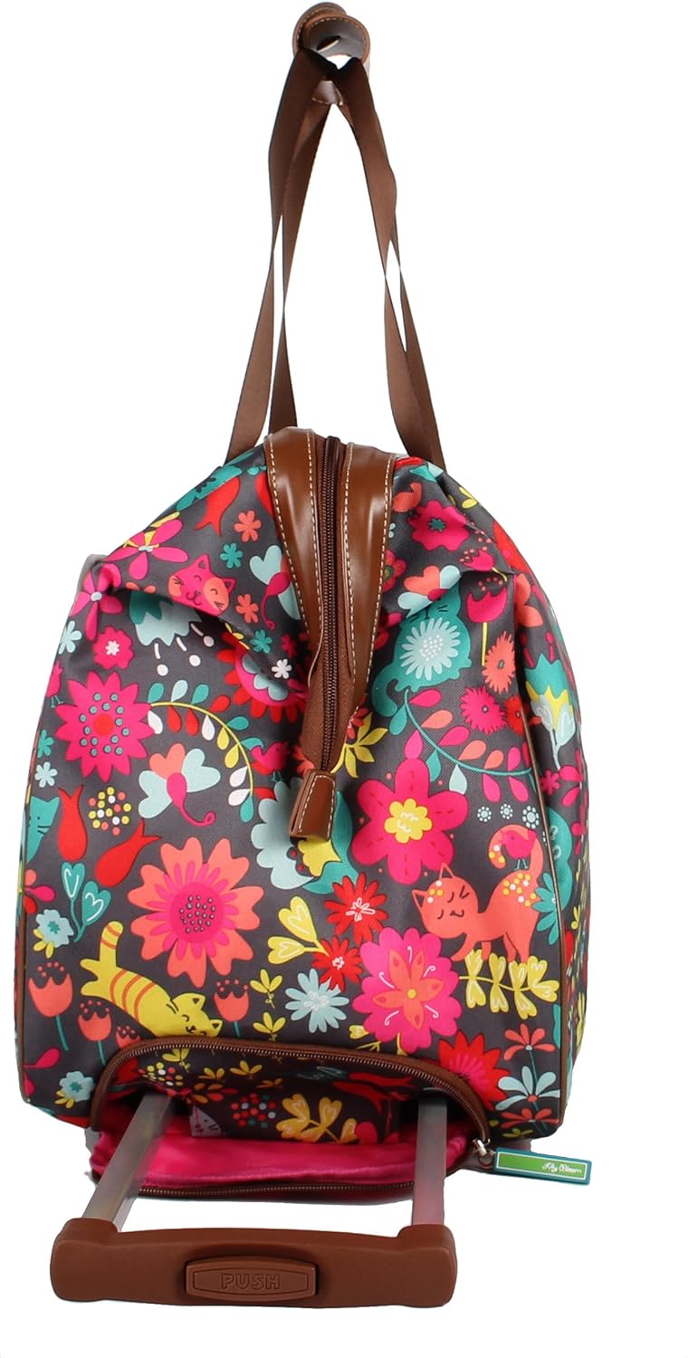 Pattern 22 Inch Duffel Bag with 2-Rolling Wheels, Weekender Overnight Travel Lightweight Carry-On Suitcase For Women