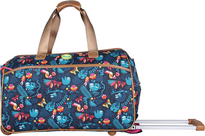 Pattern 22 Inch Duffel Bag with 2-Rolling Wheels, Weekender Overnight Travel Lightweight Carry-On Suitcase For Women
