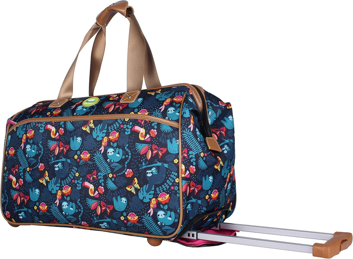 Pattern 22 Inch Duffel Bag with 2-Rolling Wheels, Weekender Overnight Travel Lightweight Carry-On Suitcase For Women