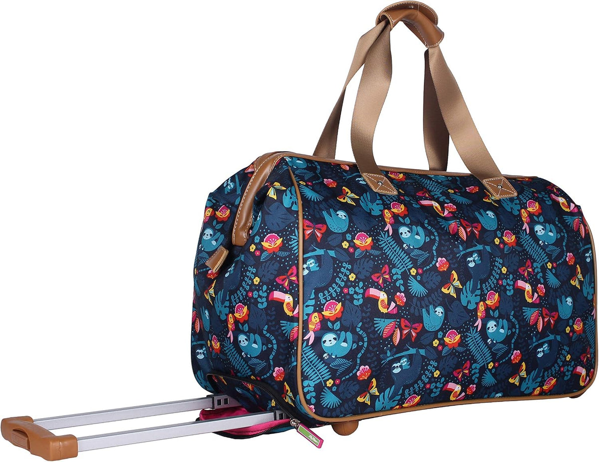 Pattern 22 Inch Duffel Bag with 2-Rolling Wheels, Weekender Overnight Travel Lightweight Carry-On Suitcase For Women