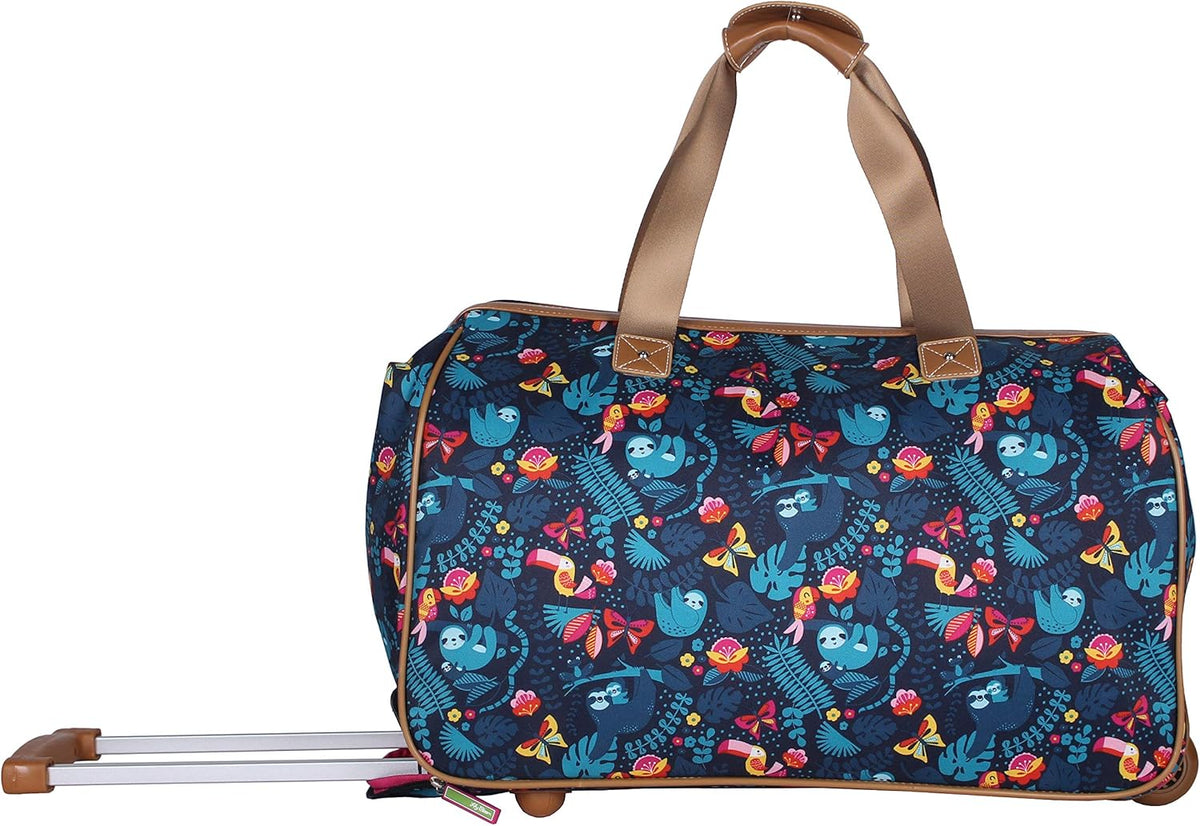 Pattern 22 Inch Duffel Bag with 2-Rolling Wheels, Weekender Overnight Travel Lightweight Carry-On Suitcase For Women