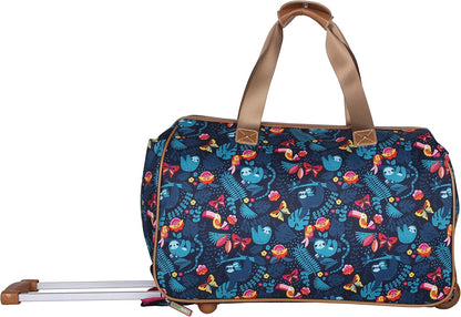 Pattern 22 Inch Duffel Bag with 2-Rolling Wheels, Weekender Overnight Travel Lightweight Carry-On Suitcase For Women