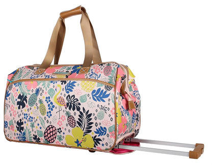Pattern 22 Inch Duffel Bag with 2-Rolling Wheels, Weekender Overnight Travel Lightweight Carry-On Suitcase For Women