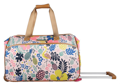 Pattern 22 Inch Duffel Bag with 2-Rolling Wheels, Weekender Overnight Travel Lightweight Carry-On Suitcase For Women
