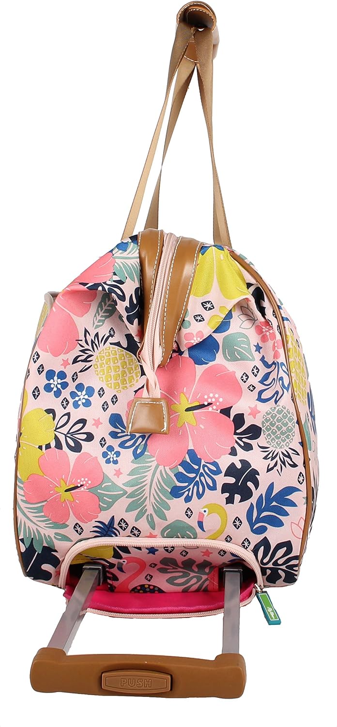 Pattern 22 Inch Duffel Bag with 2-Rolling Wheels, Weekender Overnight Travel Lightweight Carry-On Suitcase For Women