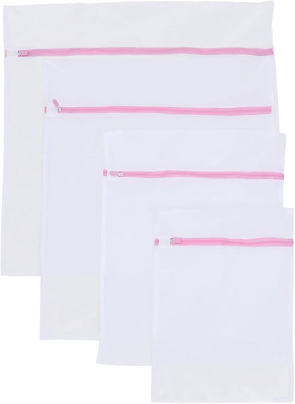 4pcs Fine Mesh Laundry Bags for Underwear and Bras, Reusable Wash Pouches with Zipper Closure, Protective Net Bags for Delicates, Travel-friendly Laundry Organizer Set