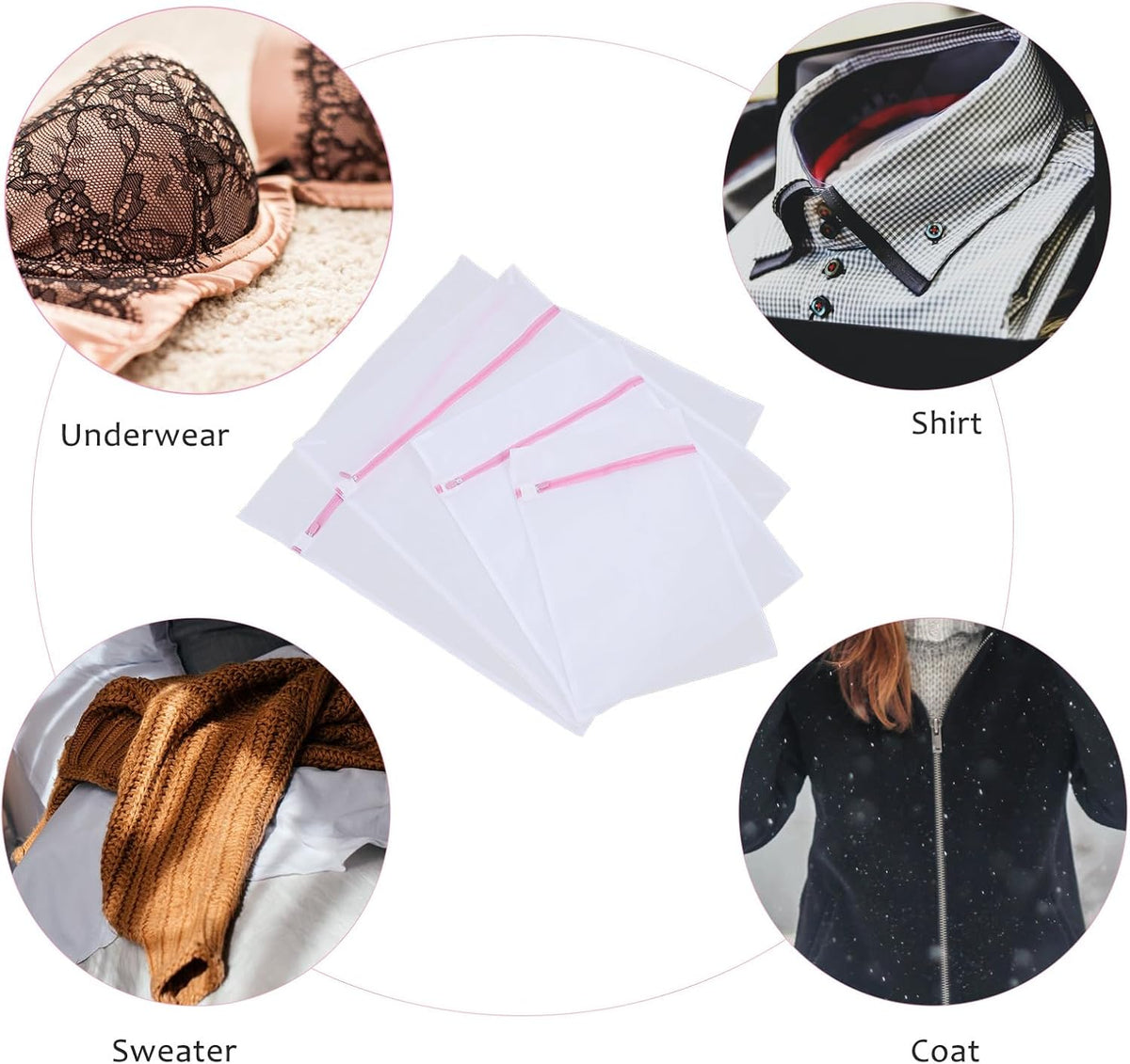 4pcs Fine Mesh Laundry Bags for Underwear and Bras, Reusable Wash Pouches with Zipper Closure, Protective Net Bags for Delicates, Travel-friendly Laundry Organizer Set
