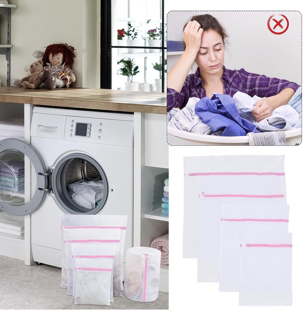 4pcs Fine Mesh Laundry Bags for Underwear and Bras, Reusable Wash Pouches with Zipper Closure, Protective Net Bags for Delicates, Travel-friendly Laundry Organizer Set