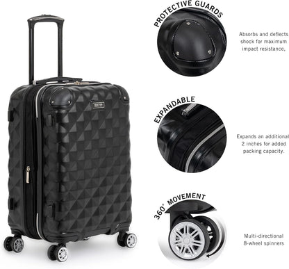 REACTION Diamond Tower Collection Lightweight Hardside Expandable 8-Wheel Spinner Travel Luggage, Rose Gold, 20-Inch Carry On