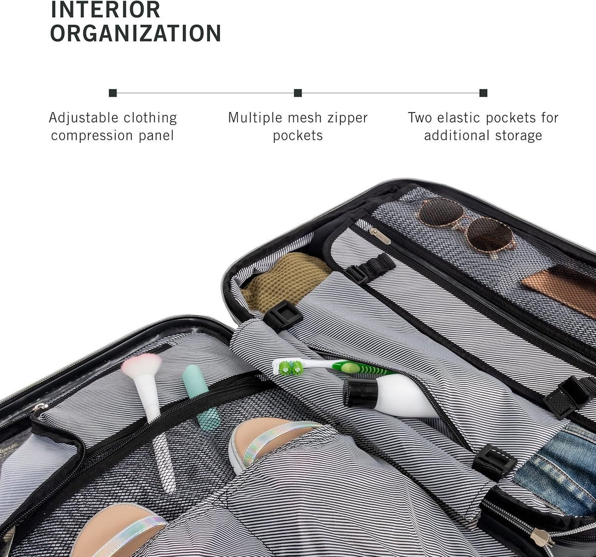 REACTION Diamond Tower Collection Lightweight Hardside Expandable 8-Wheel Spinner Travel Luggage, Rose Gold, 20-Inch Carry On