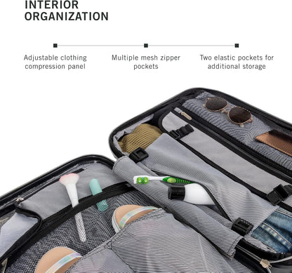 REACTION Diamond Tower Collection Lightweight Hardside Expandable 8-Wheel Spinner Travel Luggage, Rose Gold, 20-Inch Carry On