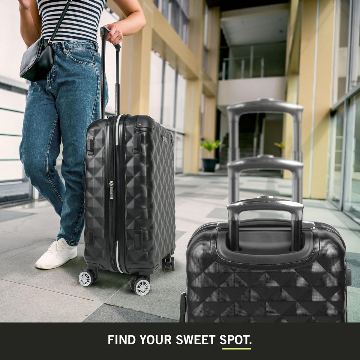 REACTION Diamond Tower Collection Lightweight Hardside Expandable 8-Wheel Spinner Travel Luggage, Rose Gold, 20-Inch Carry On