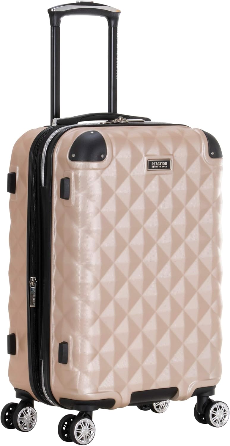REACTION Diamond Tower Collection Lightweight Hardside Expandable 8-Wheel Spinner Travel Luggage, Rose Gold, 20-Inch Carry On