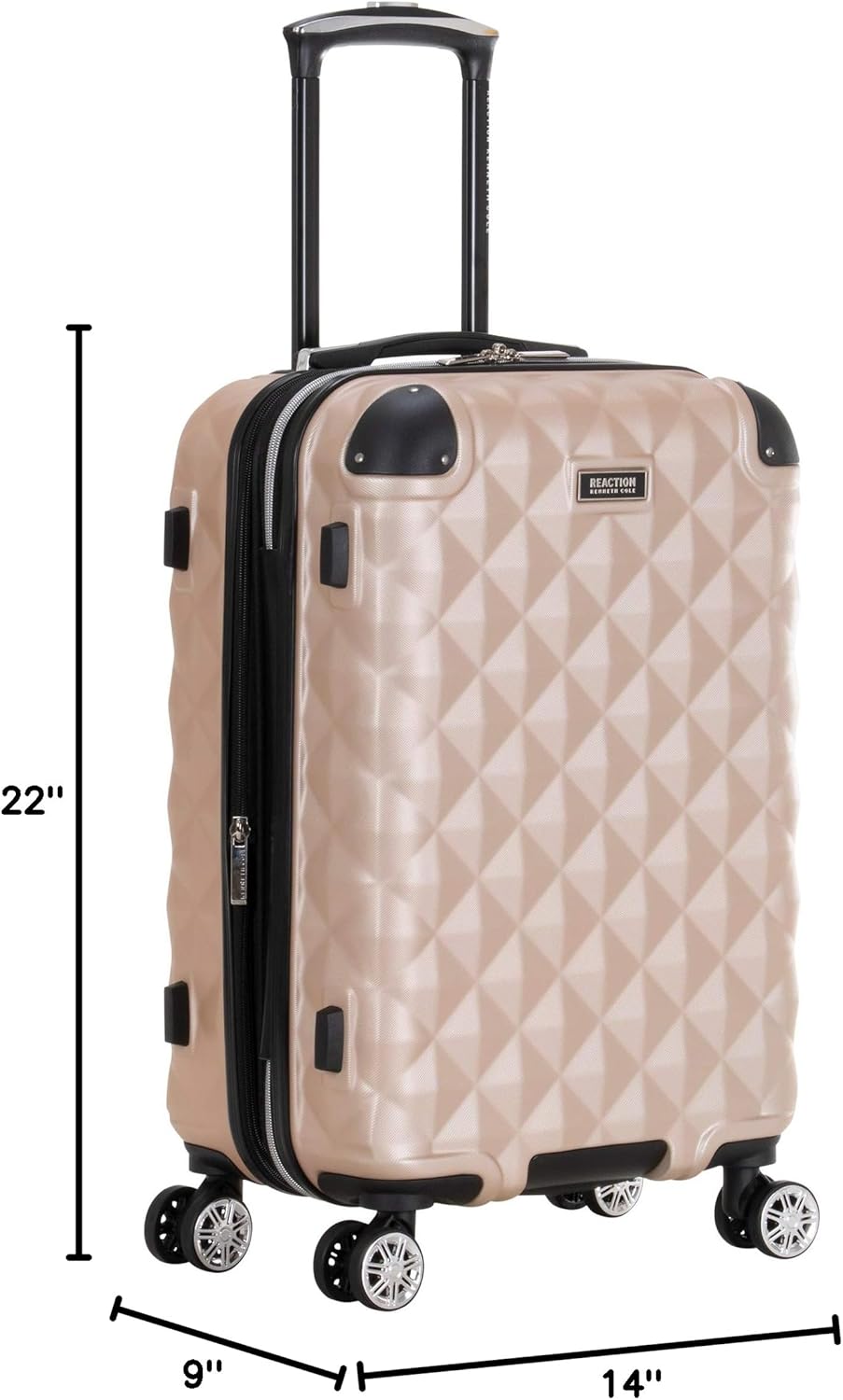 REACTION Diamond Tower Collection Lightweight Hardside Expandable 8-Wheel Spinner Travel Luggage, Rose Gold, 20-Inch Carry On