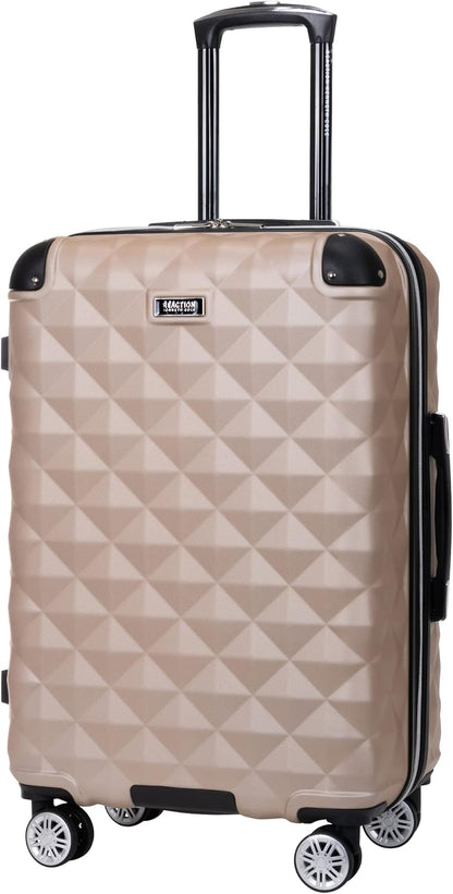 REACTION Diamond Tower Collection Lightweight Hardside Expandable 8-Wheel Spinner Travel Luggage, Rose Gold, 20-Inch Carry On