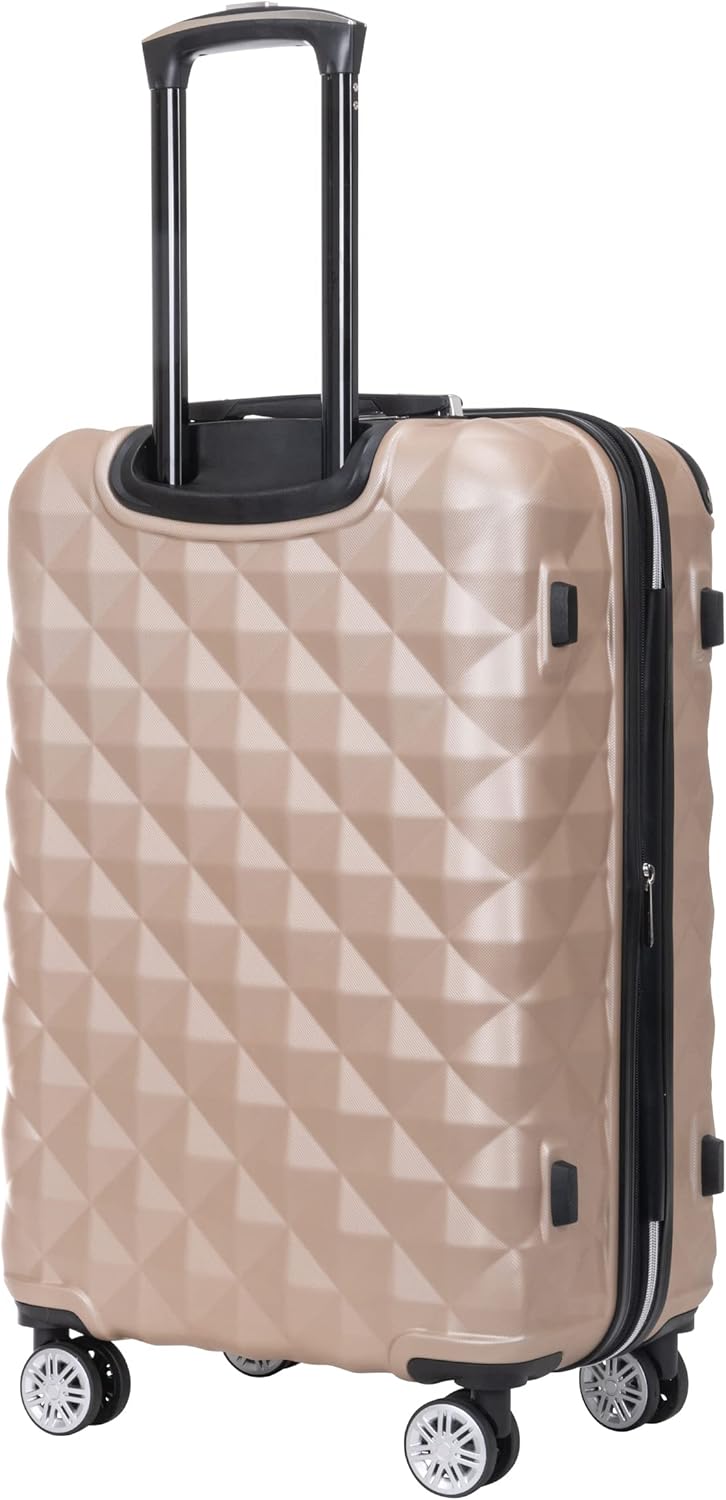 REACTION Diamond Tower Collection Lightweight Hardside Expandable 8-Wheel Spinner Travel Luggage, Rose Gold, 20-Inch Carry On