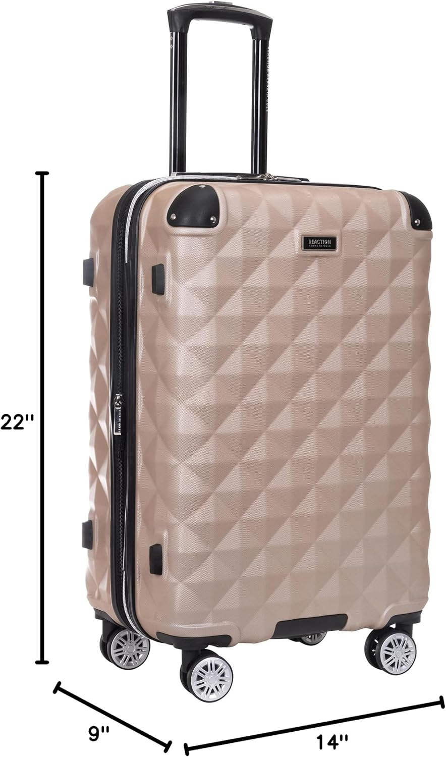 REACTION Diamond Tower Collection Lightweight Hardside Expandable 8-Wheel Spinner Travel Luggage, Rose Gold, 20-Inch Carry On