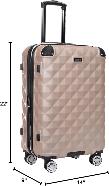 REACTION Diamond Tower Collection Lightweight Hardside Expandable 8-Wheel Spinner Travel Luggage, Rose Gold, 20-Inch Carry On