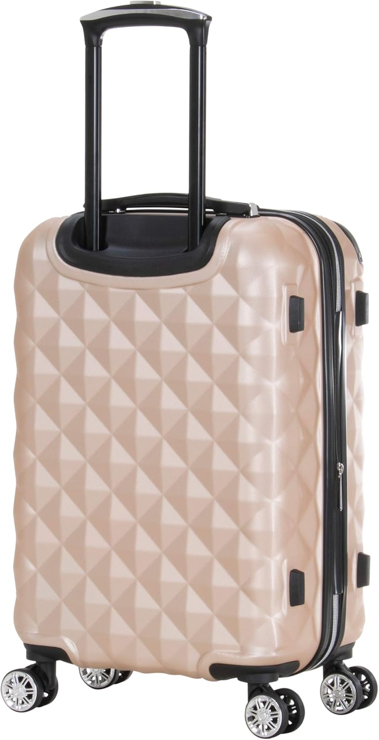 REACTION Diamond Tower Collection Lightweight Hardside Expandable 8-Wheel Spinner Travel Luggage, Rose Gold, 20-Inch Carry On