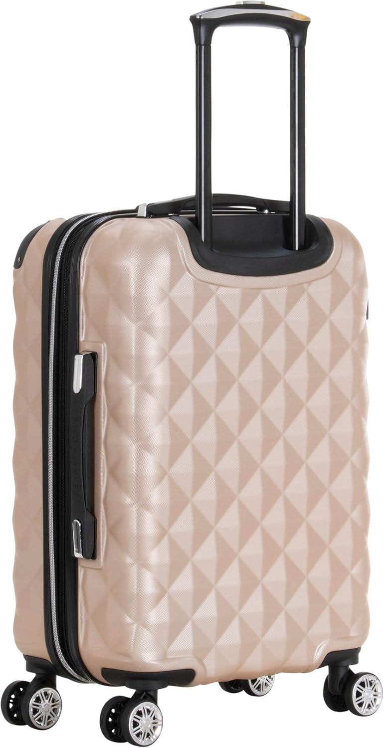 REACTION Diamond Tower Collection Lightweight Hardside Expandable 8-Wheel Spinner Travel Luggage, Rose Gold, 20-Inch Carry On