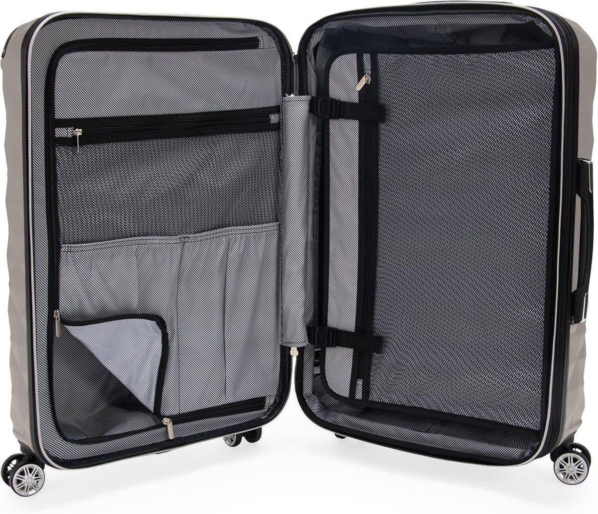 REACTION Diamond Tower Collection Lightweight Hardside Expandable 8-Wheel Spinner Travel Luggage, Rose Gold, 20-Inch Carry On