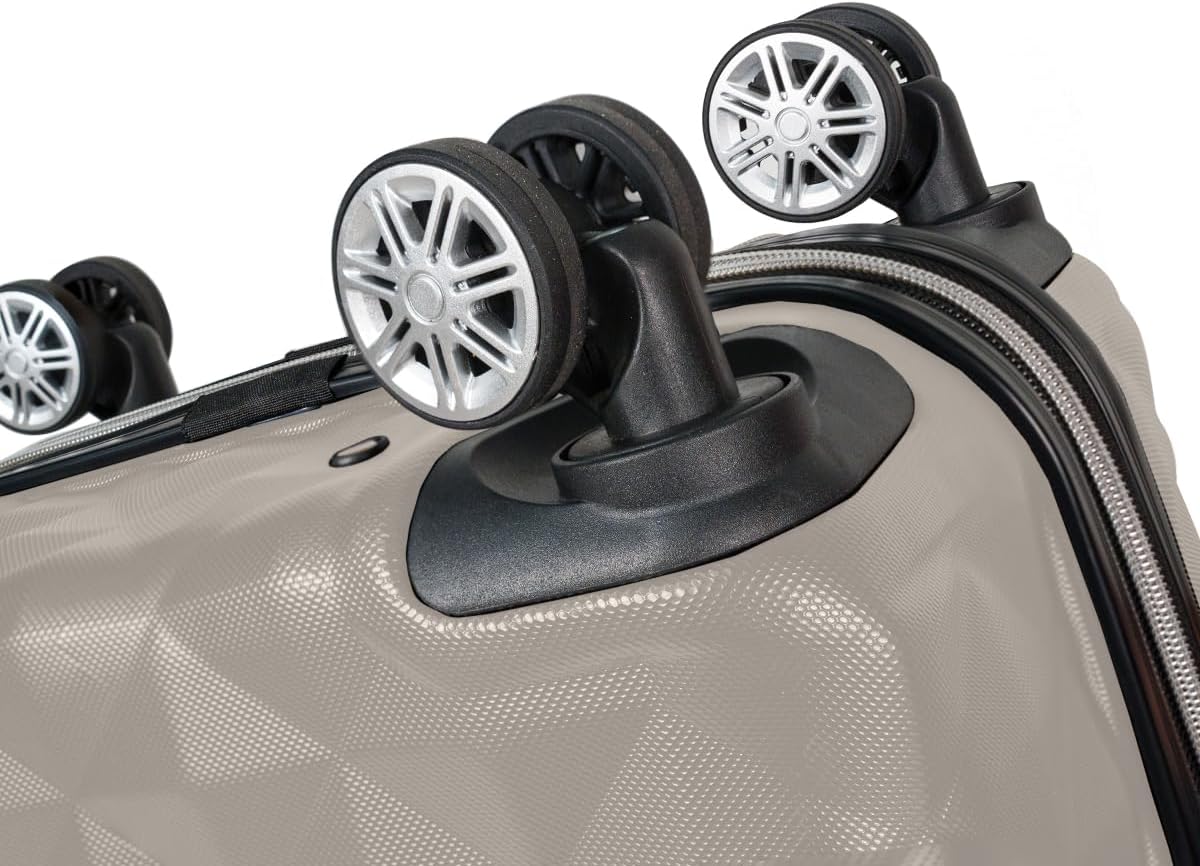 REACTION Diamond Tower Collection Lightweight Hardside Expandable 8-Wheel Spinner Travel Luggage, Rose Gold, 20-Inch Carry On
