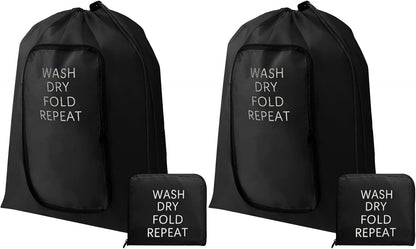 2 Pcs Travel Laundry Bag Washable Dirty Clothes Bag with Drawstring and Zipper for Suitcase, 22 x 18 Inch (Pink, Gray,Bubble)