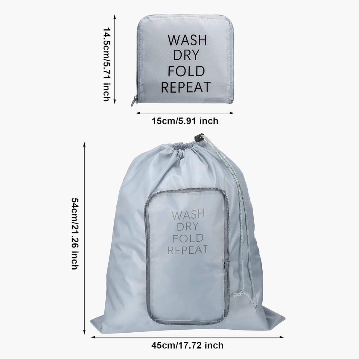 2 Pcs Travel Laundry Bag Washable Dirty Clothes Bag with Drawstring and Zipper for Suitcase, 22 x 18 Inch (Pink, Gray,Bubble)