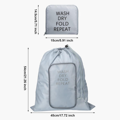 2 Pcs Travel Laundry Bag Washable Dirty Clothes Bag with Drawstring and Zipper for Suitcase, 22 x 18 Inch (Pink, Gray,Bubble)