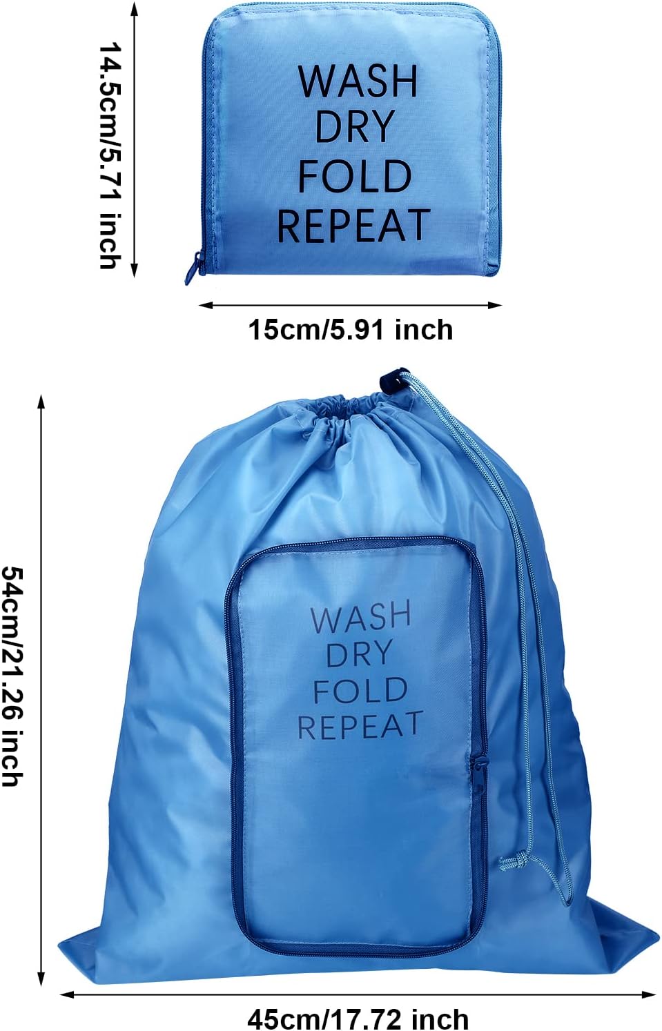 2 Pcs Travel Laundry Bag Washable Dirty Clothes Bag with Drawstring and Zipper for Suitcase, 22 x 18 Inch (Pink, Gray,Bubble)