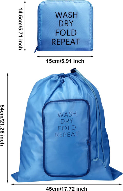 2 Pcs Travel Laundry Bag Washable Dirty Clothes Bag with Drawstring and Zipper for Suitcase, 22 x 18 Inch (Pink, Gray,Bubble)