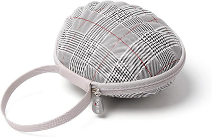 Hard Travel Case for Silicone Bras [A-C Cup] Premium Nubra Organizer Portable Lingerie Underwear Storage Bag (Brown Plaid)