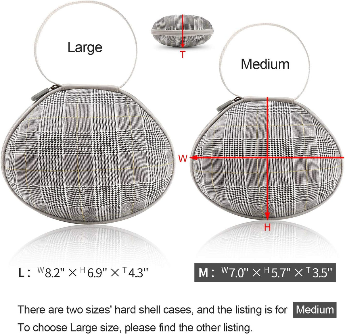 Hard Travel Case for Silicone Bras [A-C Cup] Premium Nubra Organizer Portable Lingerie Underwear Storage Bag (Brown Plaid)