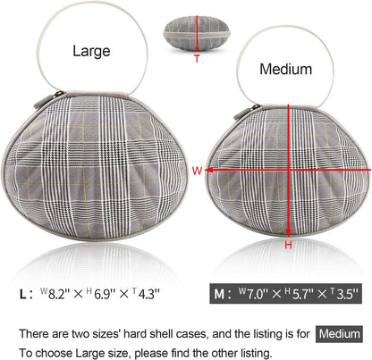 Hard Travel Case for Silicone Bras [A-C Cup] Premium Nubra Organizer Portable Lingerie Underwear Storage Bag (Brown Plaid)