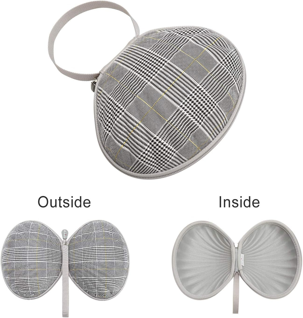Hard Travel Case for Silicone Bras [A-C Cup] Premium Nubra Organizer Portable Lingerie Underwear Storage Bag (Brown Plaid)