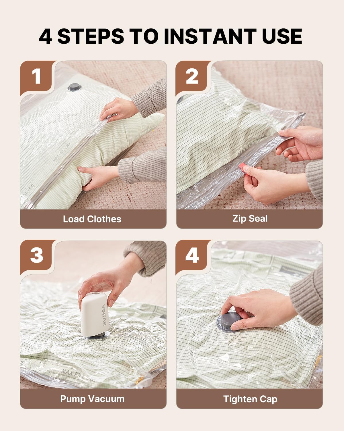 Vacuum Seal Bags for Clothing Travel with Rechargeable Cordless Pump, 20 Pack Space Saver Vacuum Storage Bags, Travel Vacuum Compression Bags Set for Luggage Clothes Bedding Blanket