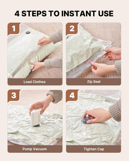 Vacuum Seal Bags for Clothing Travel with Rechargeable Cordless Pump, 20 Pack Space Saver Vacuum Storage Bags, Travel Vacuum Compression Bags Set for Luggage Clothes Bedding Blanket