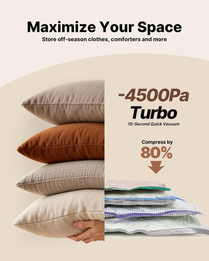 Vacuum Seal Bags for Clothing Travel with Rechargeable Cordless Pump, 20 Pack Space Saver Vacuum Storage Bags, Travel Vacuum Compression Bags Set for Luggage Clothes Bedding Blanket