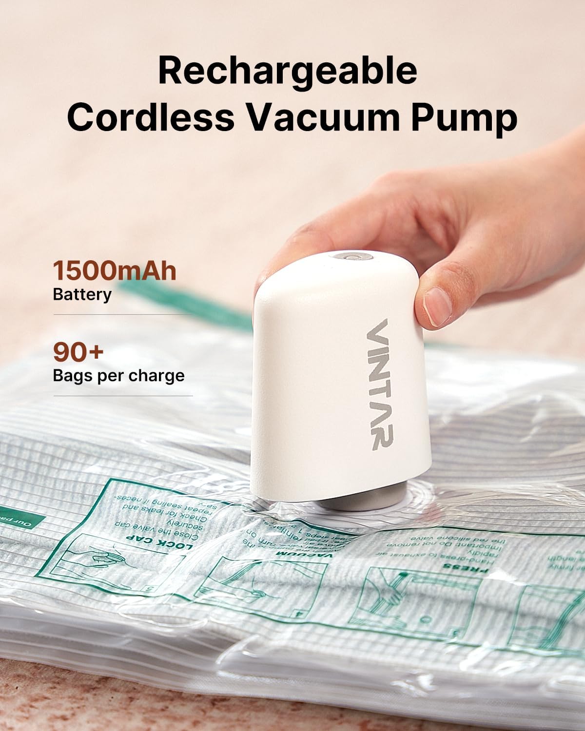 Vacuum Seal Bags for Clothing Travel with Rechargeable Cordless Pump, 20 Pack Space Saver Vacuum Storage Bags, Travel Vacuum Compression Bags Set for Luggage Clothes Bedding Blanket