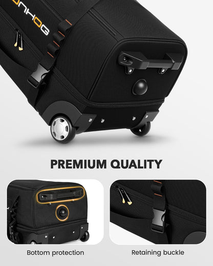 22 Inch Rolling Duffle Bag with Wheels for Men - Water Resistant Wheeled Duffle Bag for Weekend Travel & Overnight Trips, Black