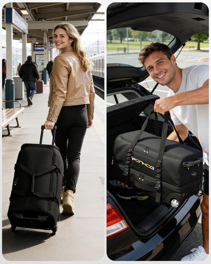 22 Inch Rolling Duffle Bag with Wheels for Men - Water Resistant Wheeled Duffle Bag for Weekend Travel & Overnight Trips, Black