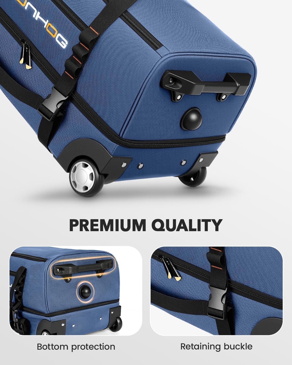 22 Inch Rolling Duffle Bag with Wheels for Men - Water Resistant Wheeled Duffle Bag for Weekend Travel & Overnight Trips, Black