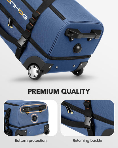 22 Inch Rolling Duffle Bag with Wheels for Men - Water Resistant Wheeled Duffle Bag for Weekend Travel & Overnight Trips, Black