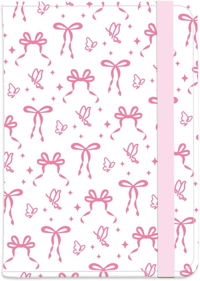 Pink Bow Ties Leather Passport Holder Cover Butteryfly Travel Wallet Passport Case with Credit Card Slots for Women Men Travelling Essentials for Flying