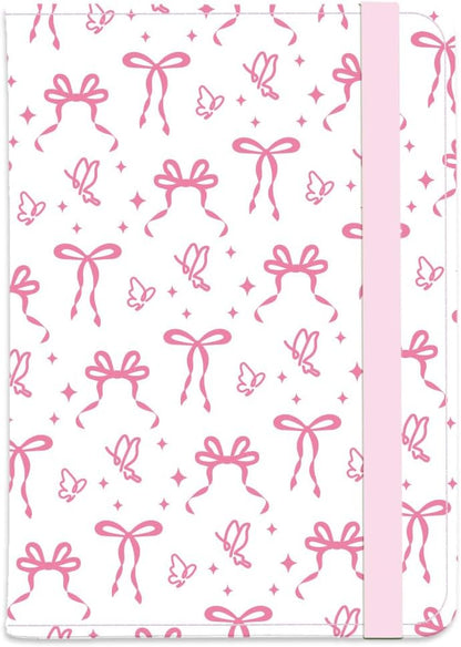Pink Bow Ties Leather Passport Holder Cover Butteryfly Travel Wallet Passport Case with Credit Card Slots for Women Men Travelling Essentials for Flying