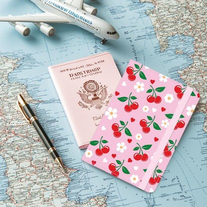 Pink Bow Ties Leather Passport Holder Cover Butteryfly Travel Wallet Passport Case with Credit Card Slots for Women Men Travelling Essentials for Flying